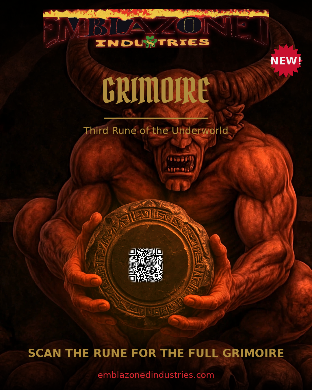 The Third Rune of the Underworld: the red Messenger bearing a gold rune and QR code