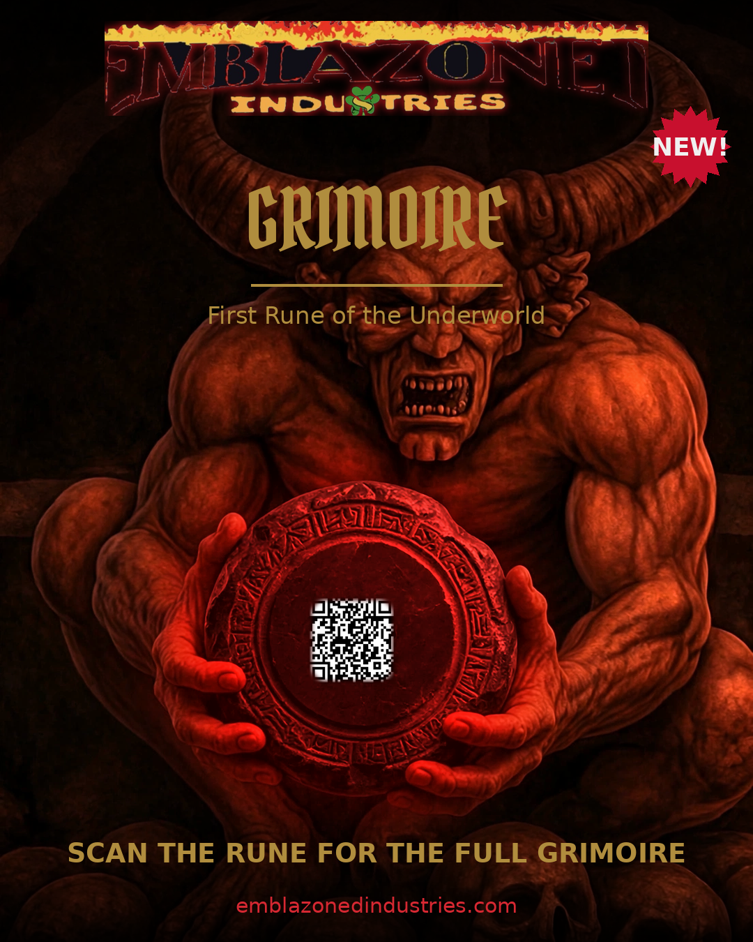 The First Rune of the Underworld: the red Messenger bearing a glowing red rune and QR code